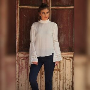 Modern Bohemian Bell Sleeve Ivory Top